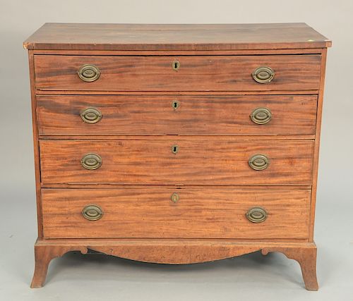 Federal mahogany four drawer chest, circa 1800. ht. 38 in., wd. 43 in.
