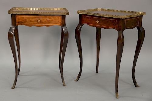Pair of Louis XV style rosewood tables. ht. 26in., top: 13 1/2" x 19"