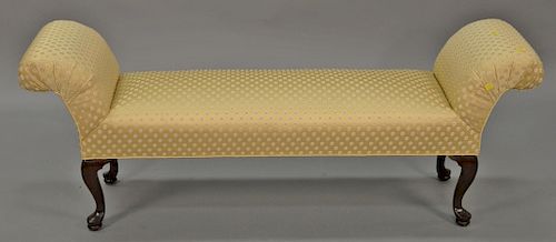 Upholstered Queen Anne style bench. ht. 23in., wd. 60in.