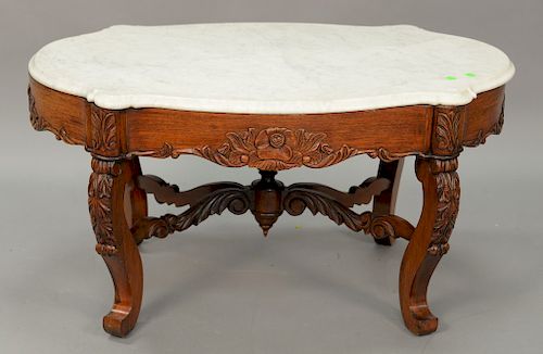 Victorian shaped marble top table. ht. 21 in., top: 24" x 38"