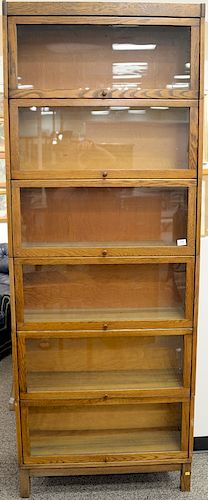 Six section oak stacking Barrister bookcase. ht. 92in., wd. 34in.