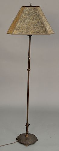 Iron floor lamp with mica shade. ht. 60in.
