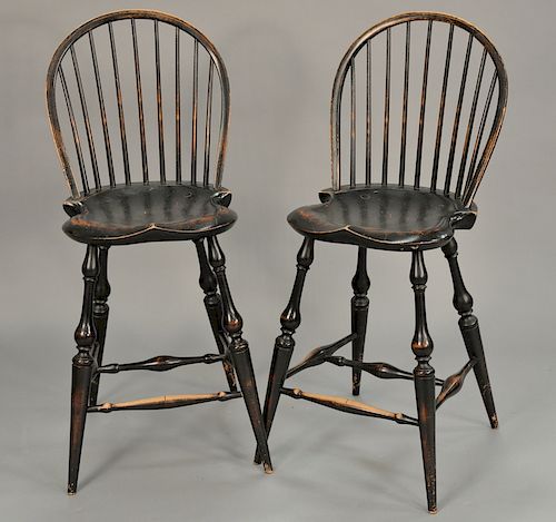Pair of D.R. Dimes bar stools. total ht. 42 1/2in., seat ht. 26in.