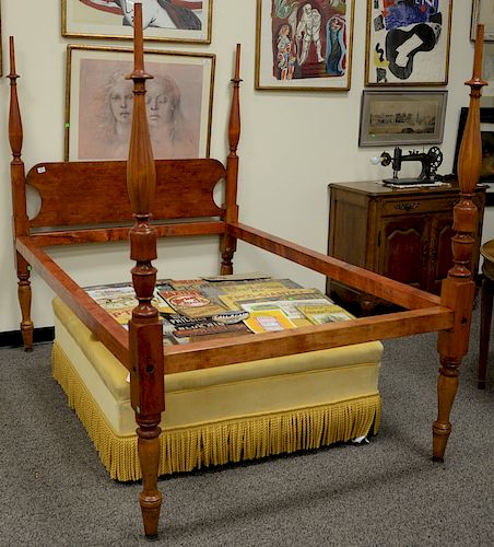Maple four post rope bed (missing canopy top). ht. 68 1/2in.