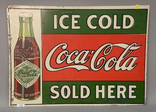 Vintage "Ice Cold Coca-Cola Sold Here" metal sign. 20" x 28"