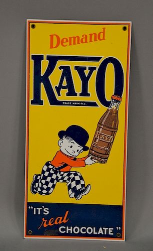 Vintage Kayo advertising sign "Demand Kayo, It's Real Chocolate" sign. 17 1/4" x 8"