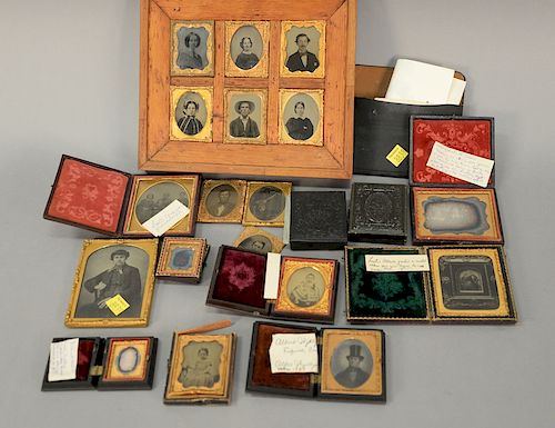 Tray lot of ambrotypes and tintypes.