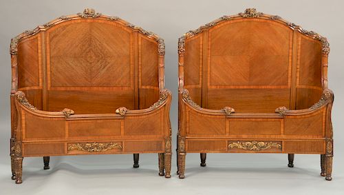 Pair of Louis XVI Henry Fuldner twin beds. ht. 46in.