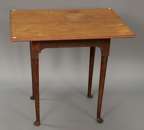 Queen Anne style tea table with mahogany top. ht. 27 1/2in., top: 23" x 30"
