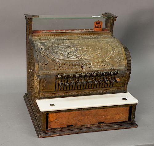 National brass cash register, model 336. ht. 17in., wd. 18 1/2in.