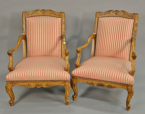 Pair of Baker Louis XV style chairs. ht. 40 1/2in., wd. 29in.