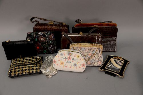 Two box lots of purses and wallets to include K & G Charlet beaded purse, Dover & Mayer leather purses, a sequenced purse, etc.