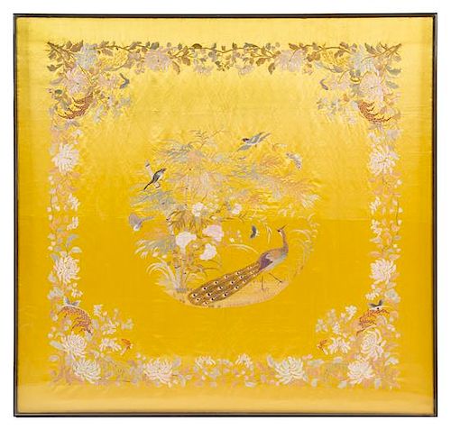* A Chinese Embroidered Silk Panel