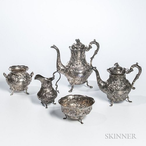 Five-piece Coin Silver Tea and Coffee Service