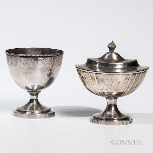 Two Pieces of American Coin Silver Tableware