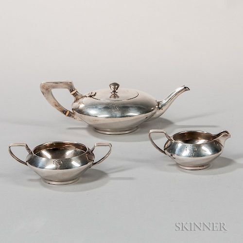 Three-piece Clemens Friedell Sterling Silver Tea Service