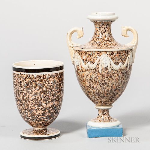 Two Variegated Agate Vases