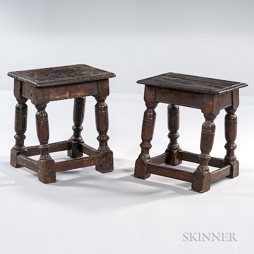 Two Oak Joint Stools