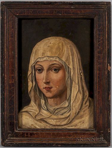European School, 19th Century  Portrait Head of a Female Saint