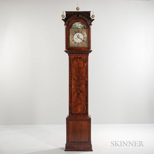 Georgian Burl Walnut-veneered Tall Case Clock