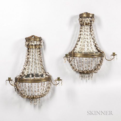 Pair of Prismed Mirrored Sconces