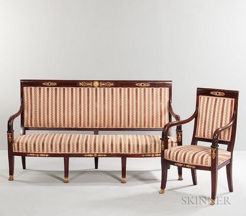 Neoclassical-style Mahogany Seating Suite