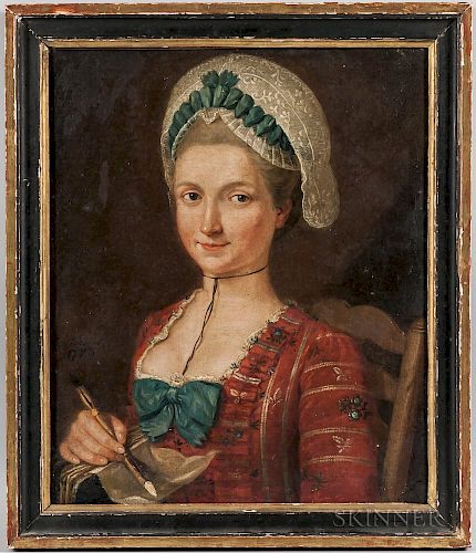 European School, 18th Century  Lady with a Book and Pen