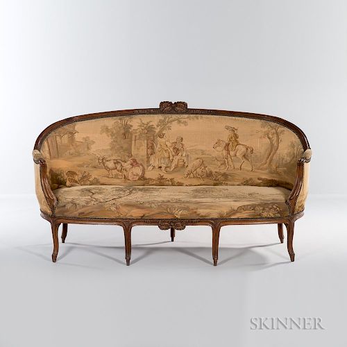 Louis XV-style Upholstered Walnut Settee
