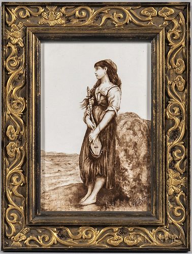 Painted Porcelain Plaque of a Gypsy