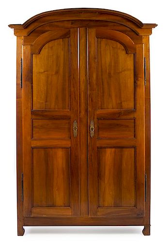 * A Louis XV Style Walnut Armoire Height 84 x width 52 1/2 x depth 22 inches.