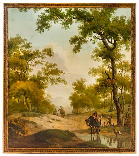 * Artist Unknown, (18th/19th Century), Landscape with Travelers Along a Wooded Stream
