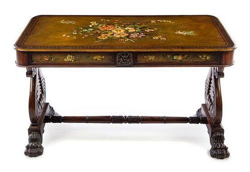 A William IV Painted Sofa Table Height 28 x width 47 1/2 x depth 21 inches.