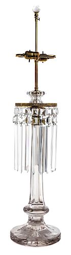 An English Cut Glass Lamp Height 38 inches.