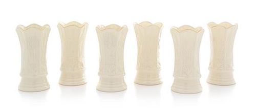* A Set of Six Belleek Vases Height 4 1/8 inches.