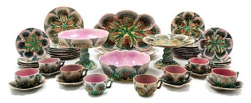 * An Etruscan Majolica "Shell and Seaweed" Dessert Service Width of platter 13 inches.