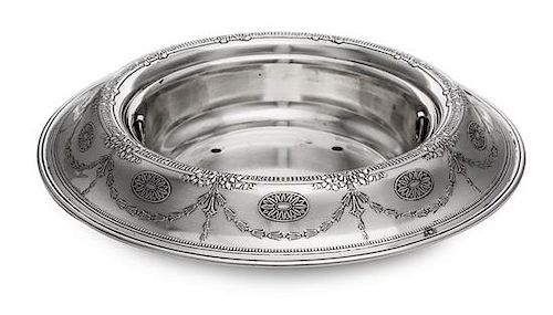 An American Silver Centerpiece Basket, Tiffany & Co., New York, NY, 20th Century, the rim worked to show bellflower swags spaced