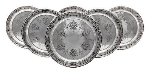 A Set of Twelve American Silver Bread Plates, Towle Silversmiths, Newburyport, MA, Louis XIV pattern.