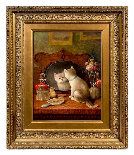* Artist Unknown, (Late 19th Century), Kitten in Front of a Mirror