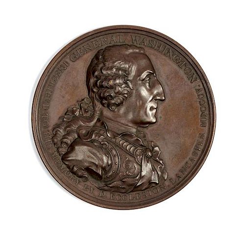 An American Bronze "George Washington" Mourning Medal Diameter 2 7/8 inches.
