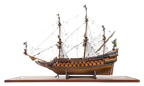 * A Model of the "Vasa" Height 31 x length of base 37 3/4 inches.