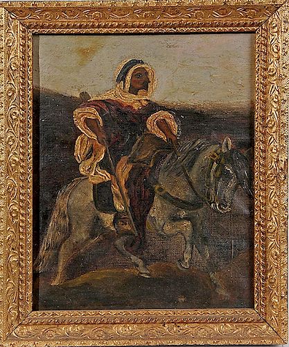 OIL PAINTING OF AN ARAB ON A HORSE