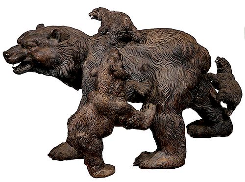 BRONZE BEAR FAMILY, PROBABLY 50 YEARS OLD