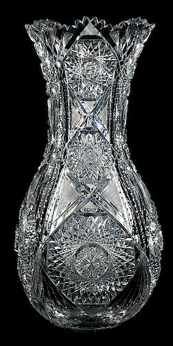 Monumental Brilliant Period Cut Glass Vase