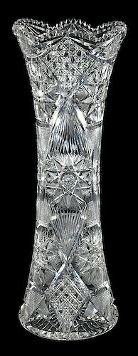 Monumental Brilliant Cut Glass Corset Vase