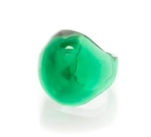 A Green Molded Glass Unie Ring, Rene Lalique, Circa 1930, 7.30 dwts.