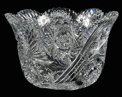 J. Hoare Brilliant Period Cut Glass Punch Bowl