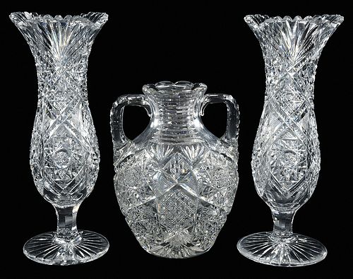 Brilliant Period Cut Glass Vases
