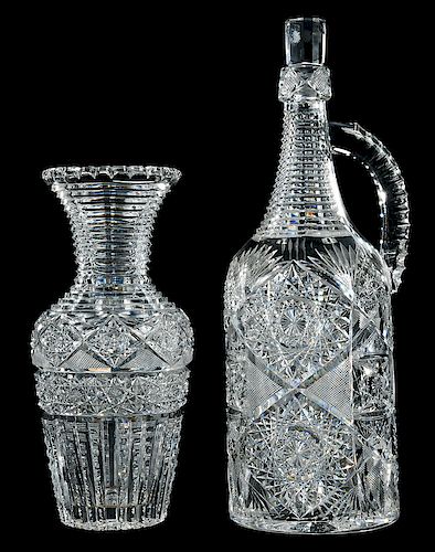 Brilliant Period Cut Glass Demijohn, Vase