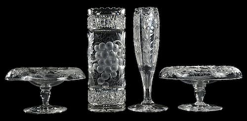Tuthill Brilliant Cut Glass Compotes, Vases