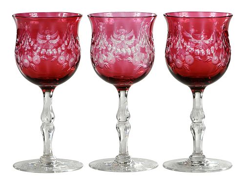 Eight Brilliant Period Cut Glass Wines